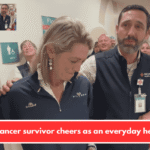 A cancer survivor cheers as an everyday hero