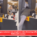 An angry customer was caught on video throwing coffee at a McDonald's worker