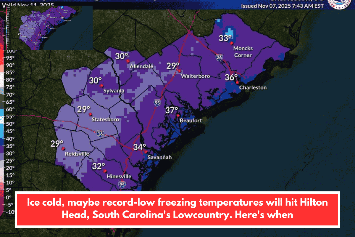 Ice cold, maybe record-low freezing temperatures will hit Hilton Head, South Carolina's Lowcountry. Here's when
