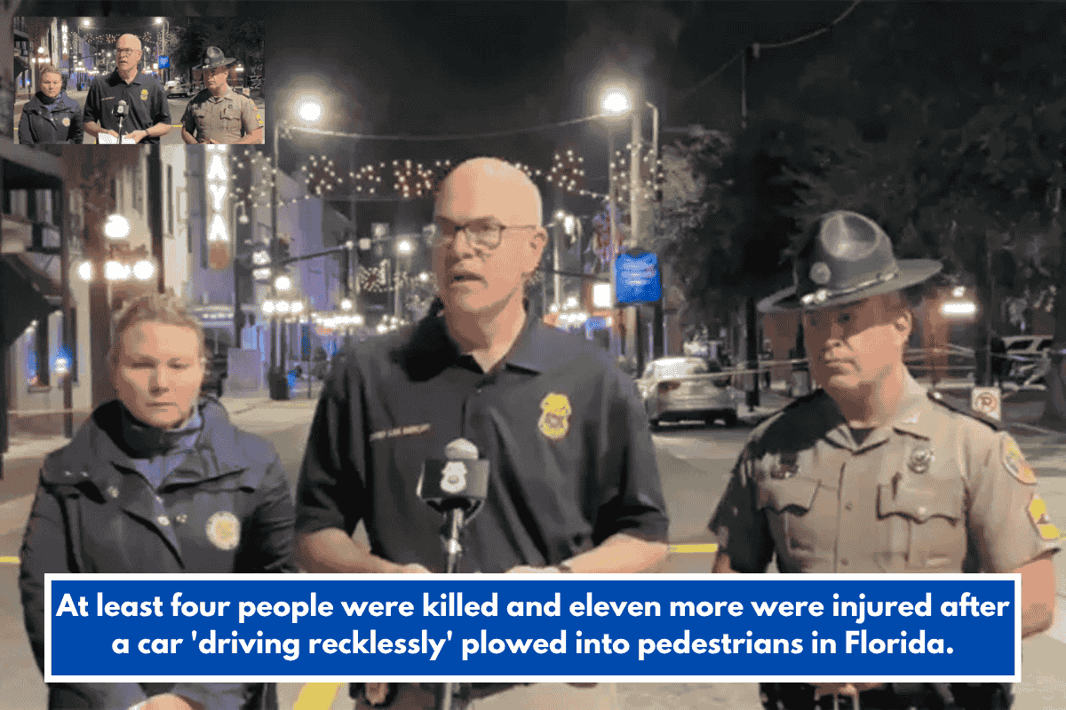 At least four people were killed and eleven more were injured after a car 'driving recklessly' plowed into pedestrians in Florida.