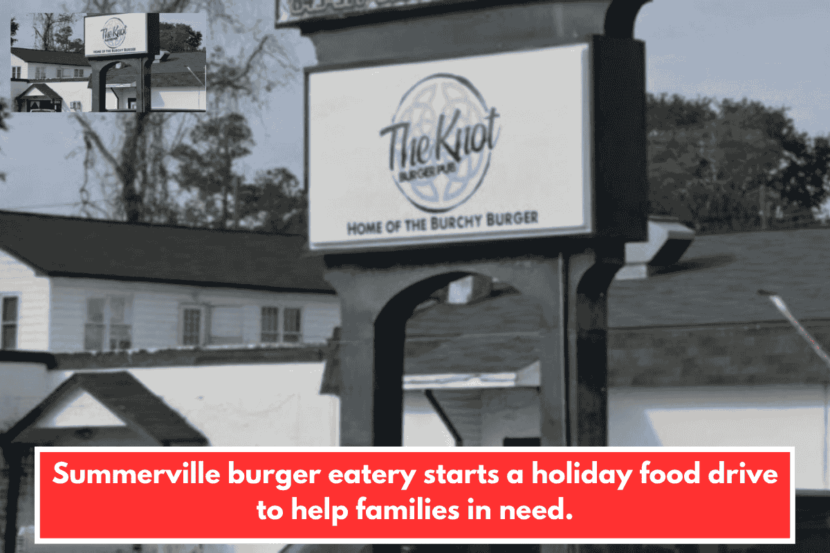 Summerville burger eatery starts a holiday food drive to help families in need.