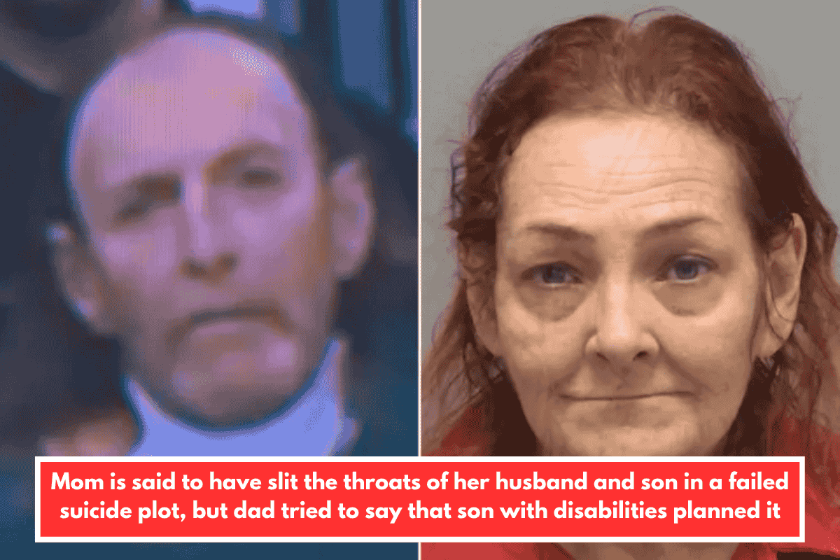 Mom is said to have slit the throats of her husband and son in a failed suicide plot, but dad tried to say that son with disabilities planned it
