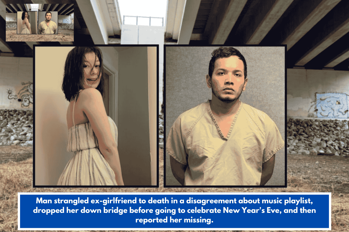 Man strangled ex-girlfriend to death in a disagreement about music playlist, dropped her down bridge before going to celebrate New Year's Eve, and then reported her missing.