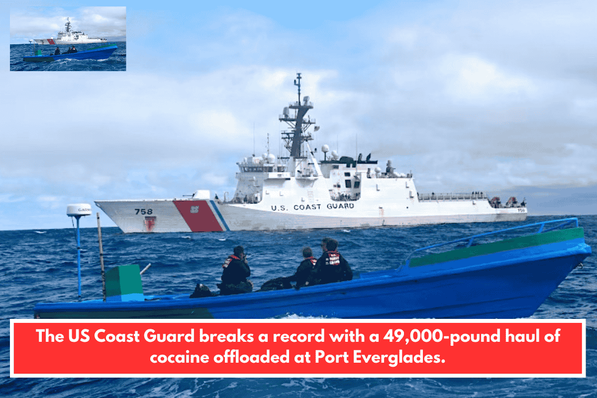 The US Coast Guard breaks a record with a 49,000-pound haul of cocaine offloaded at Port Everglades.