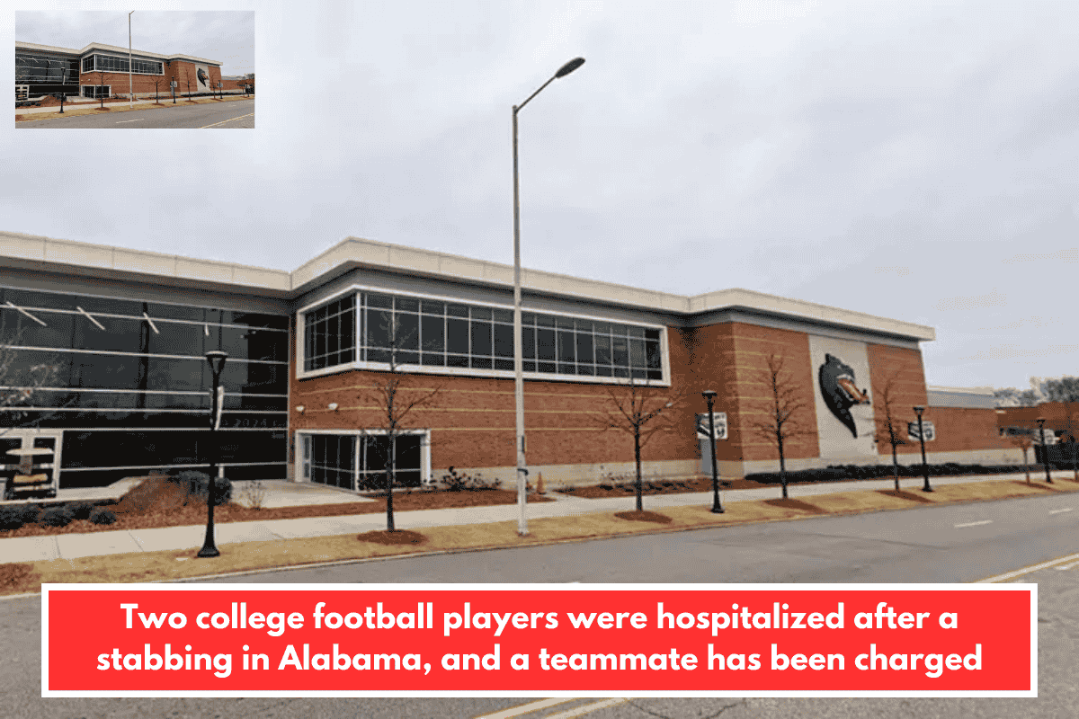 Two college football players were hospitalized after a stabbing in Alabama, and a teammate has been charged