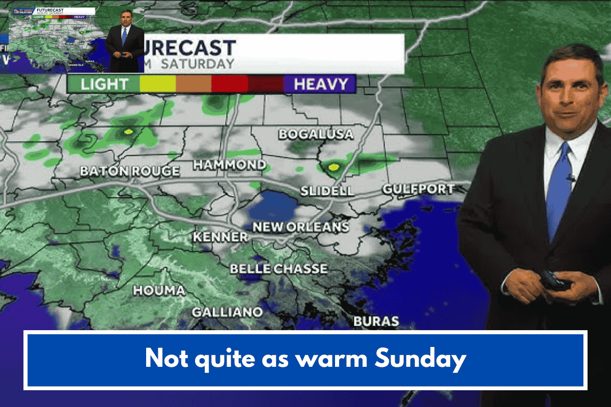 Not quite as warm Sunday