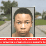 A 15-year-old shot a bicyclist in the head with a Taurus 9mm pistol after consuming marijuana in a van, according to deputies.