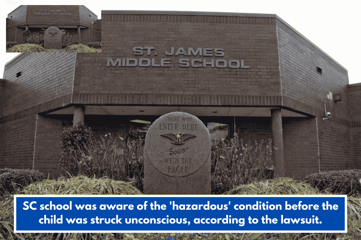 SC school was aware of the 'hazardous' condition before the child was struck unconscious, according to the lawsuit.