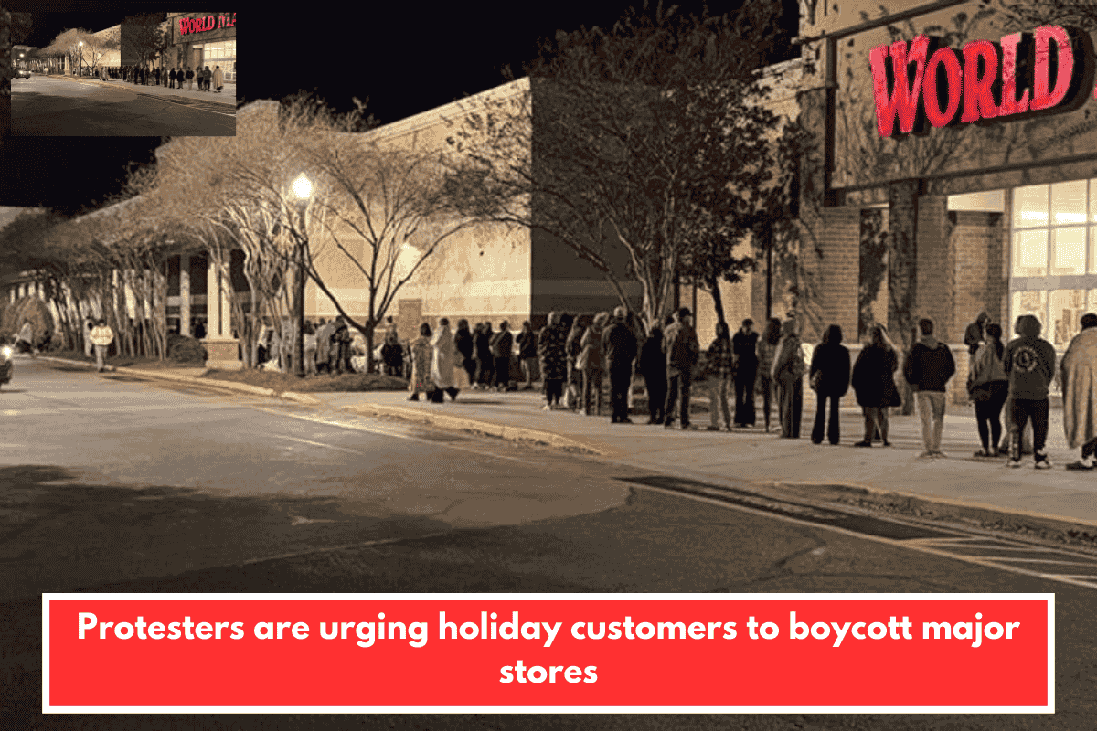 Protesters are urging holiday customers to boycott major stores