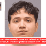 A Marine recruiter entered a house and stabbed an 11-year-old girl. Last week, he was brought to his knees in court—literally