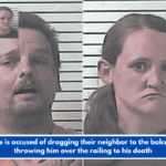 A couple is accused of dragging their neighbor to the balcony and throwing him over the railing to his death