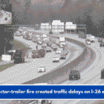Tractor-trailer fire created traffic delays on I-26 east