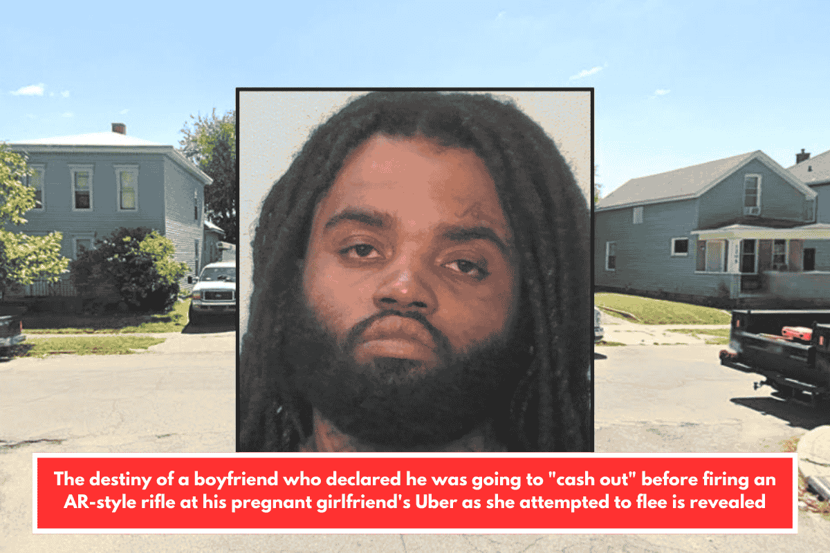 The destiny of a boyfriend who declared he was going to "cash out" before firing an AR-style rifle at his pregnant girlfriend's Uber as she attempted to flee is revealed