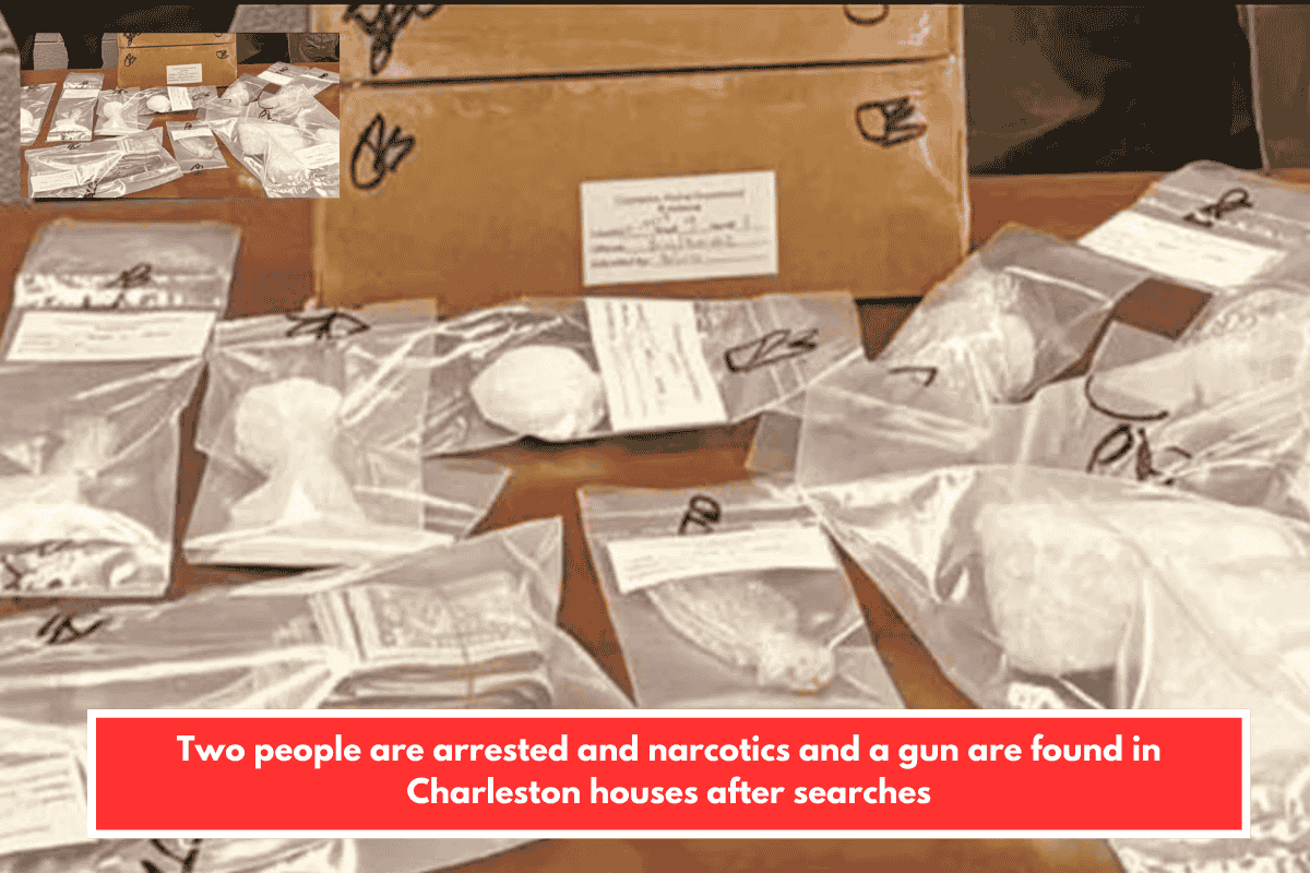 Two people are arrested and narcotics and a gun are found in Charleston houses after searches