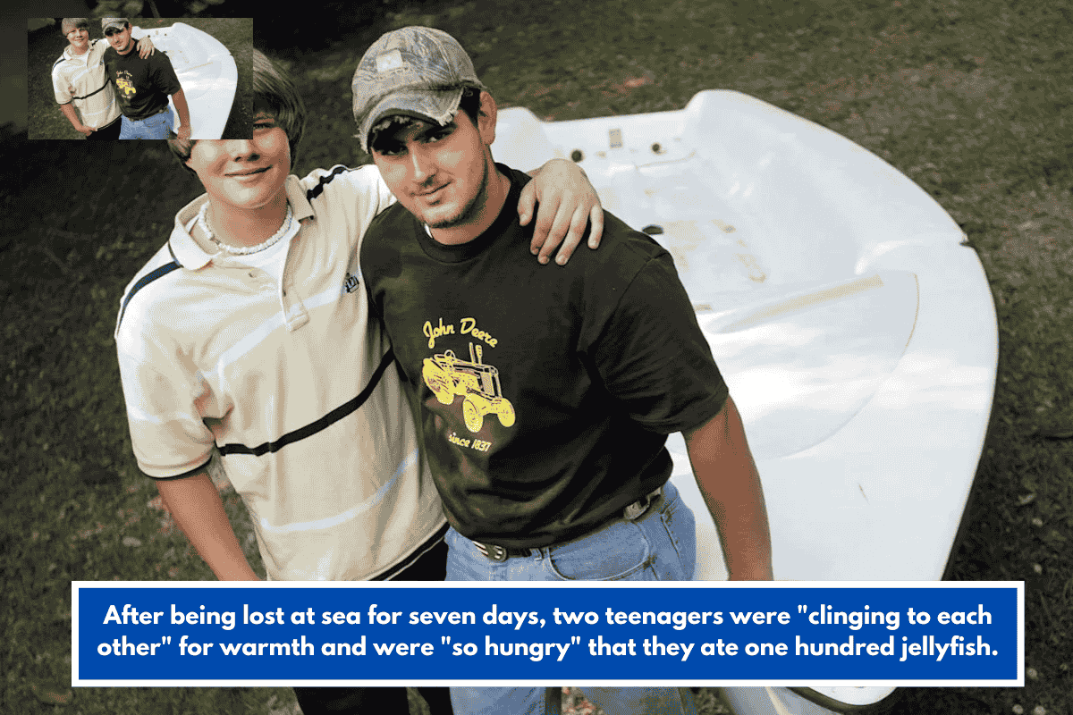 After being lost at sea for seven days, two teenagers were "clinging to each other" for warmth and were "so hungry" that they ate one hundred jellyfish.