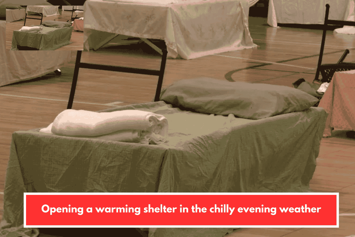 Opening a warming shelter in the chilly evening weather