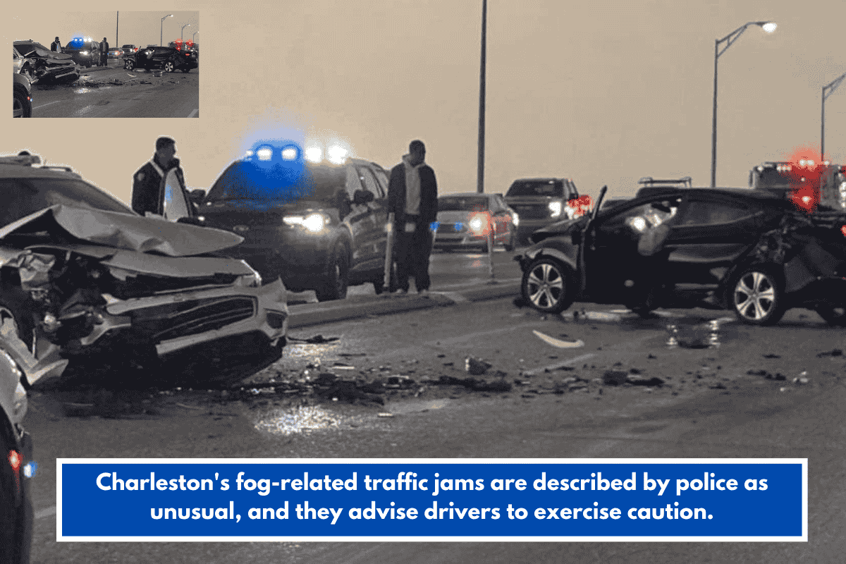 Charleston's fog-related traffic jams are described by police as unusual, and they advise drivers to exercise caution.