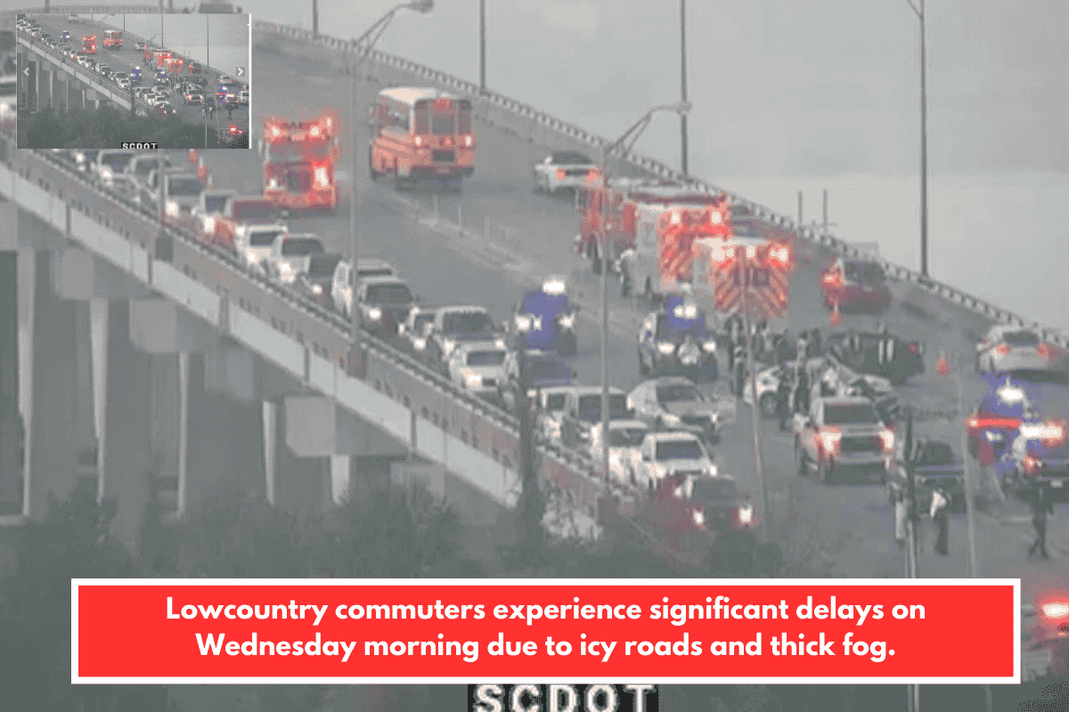 Lowcountry commuters experience significant delays on Wednesday morning due to icy roads and thick fog.