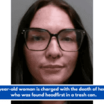 A 28-year-old woman is charged with the death of her infant, who was found headfirst in a trash can.