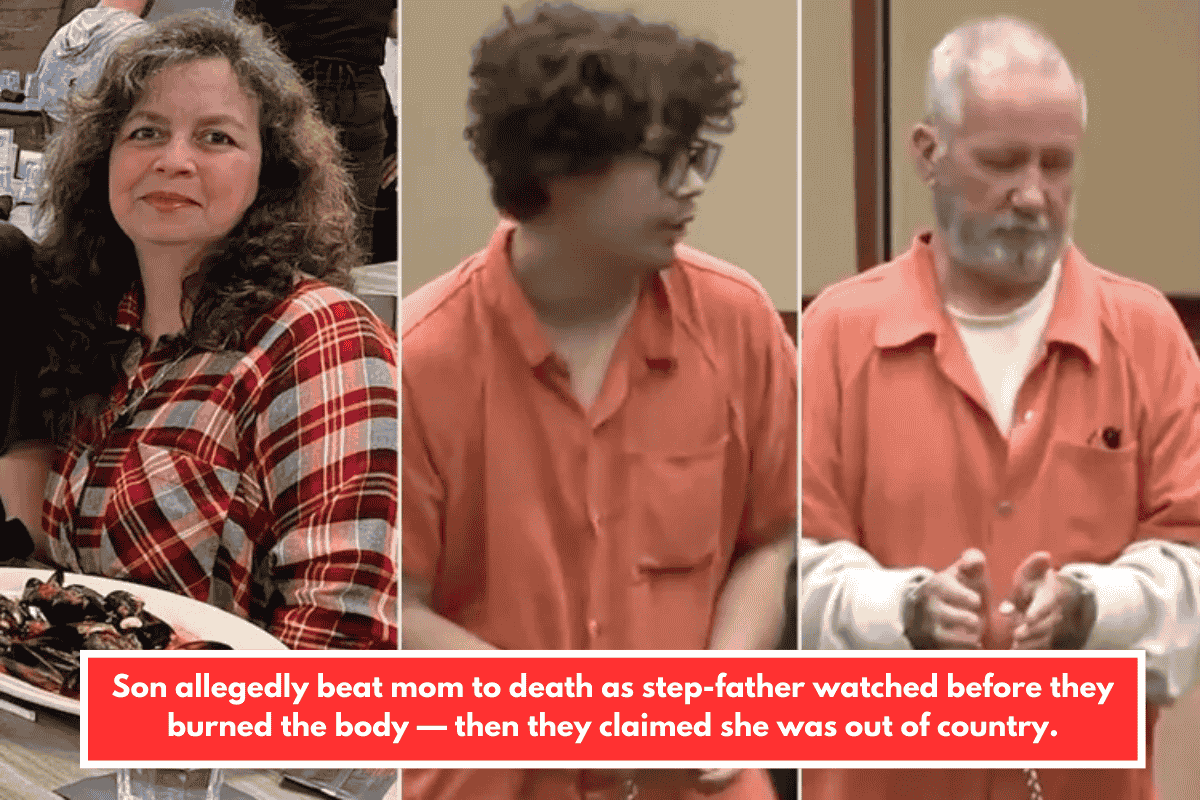 Son allegedly beat mom to death as step-father watched before they burned the body — then they claimed she was out of country.