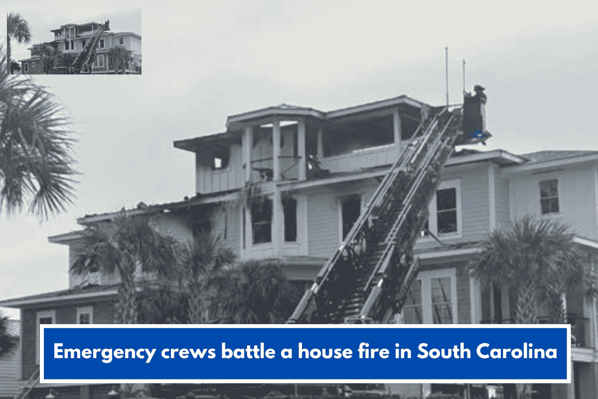 Emergency crews battle a house fire in South Carolina