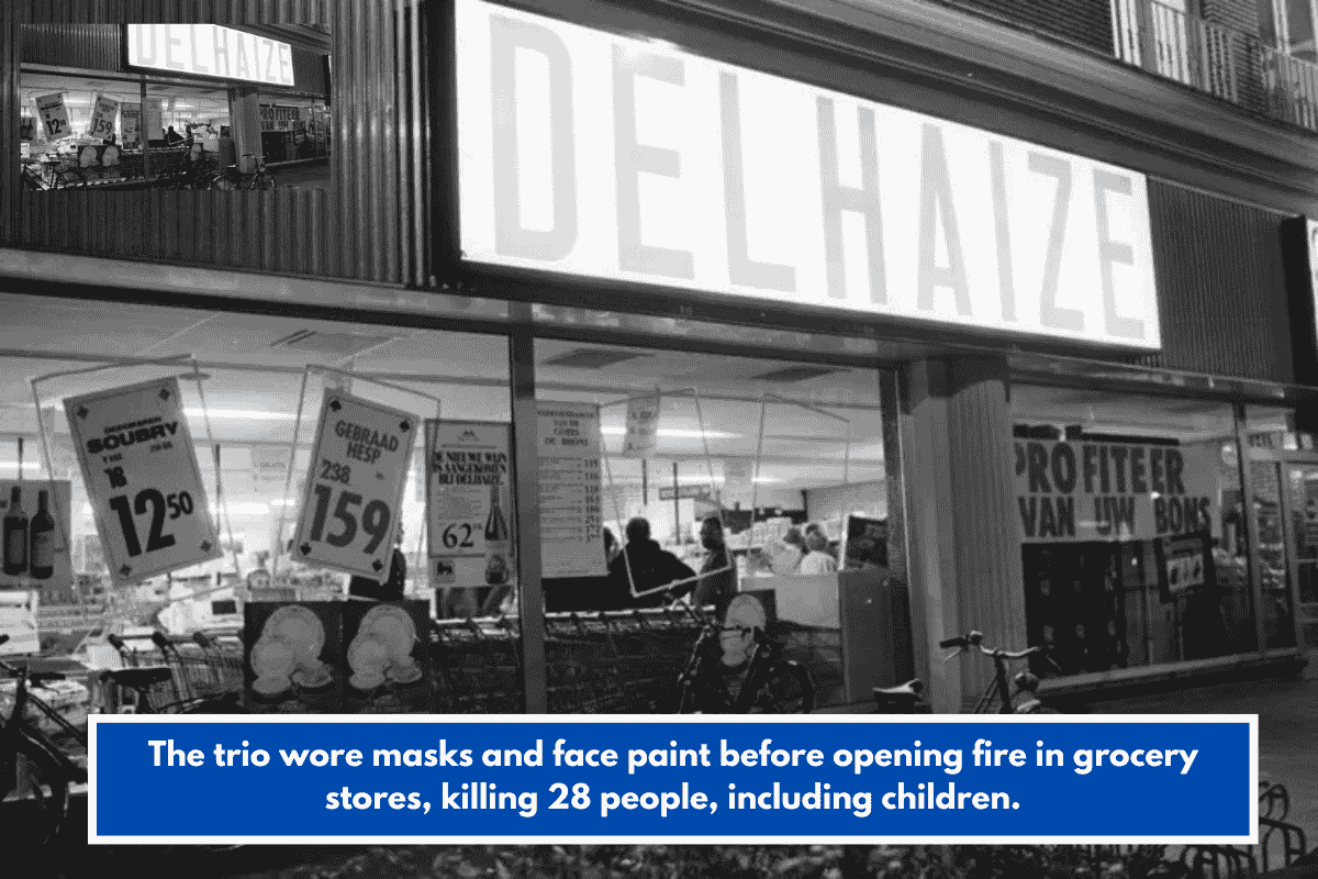 The trio wore masks and face paint before opening fire in grocery stores, killing 28 people, including children.
