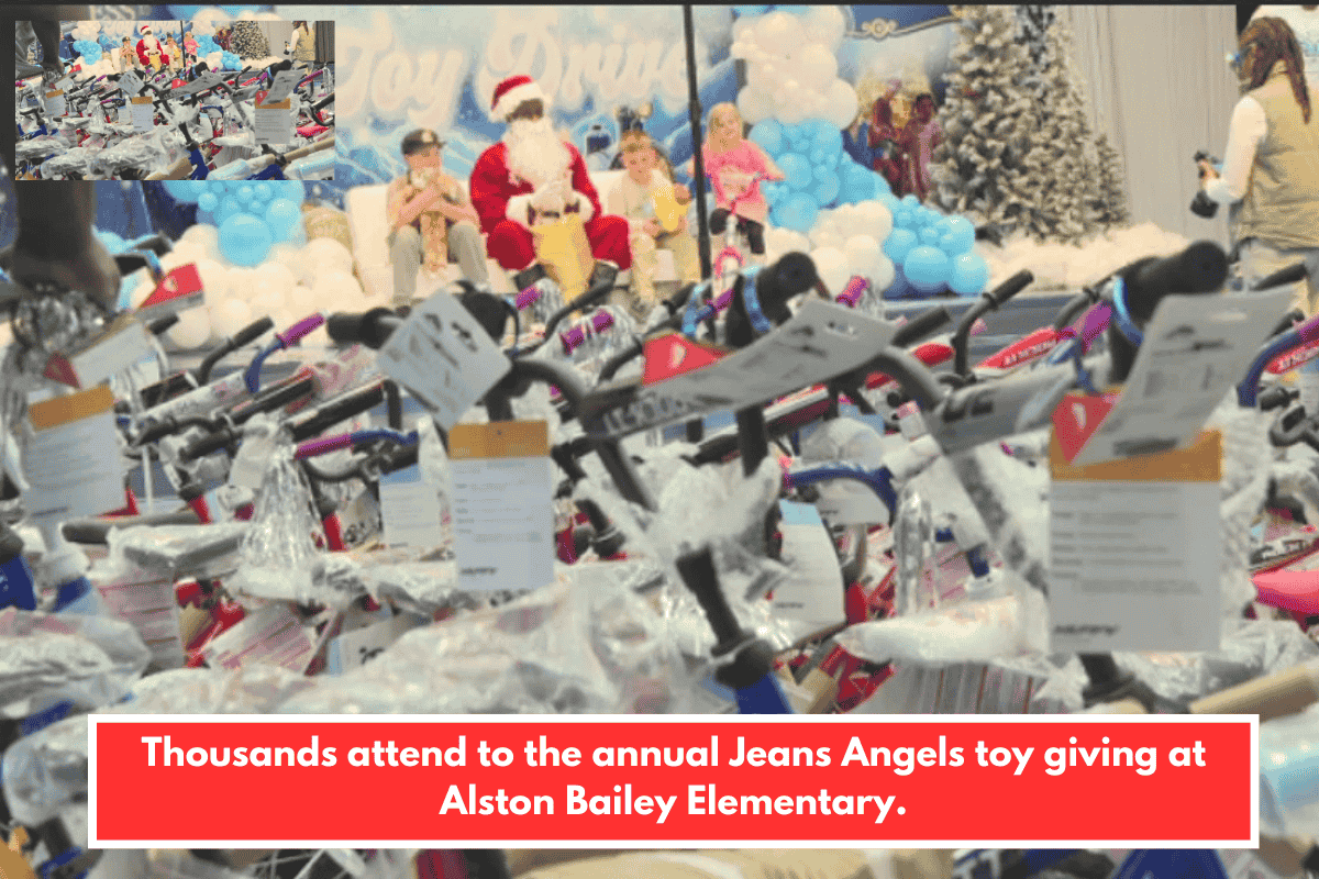 Thousands attend to the annual Jeans Angels toy giving at Alston Bailey Elementary.