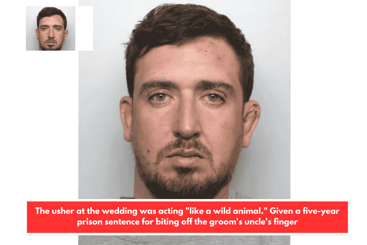 The usher at the wedding was acting "like a wild animal." Given a five-year prison sentence for biting off the groom's uncle's finger