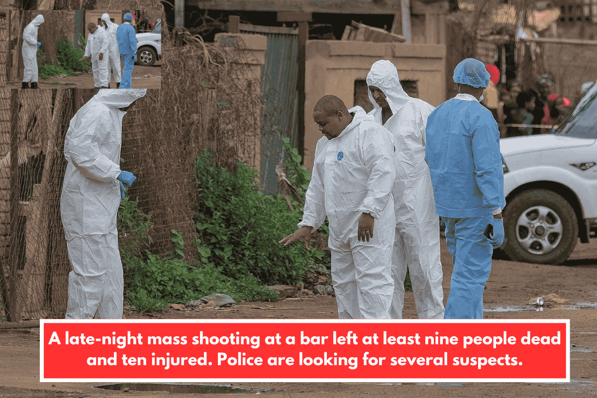 A late-night mass shooting at a bar left at least nine people dead and ten injured. Police are looking for several suspects.