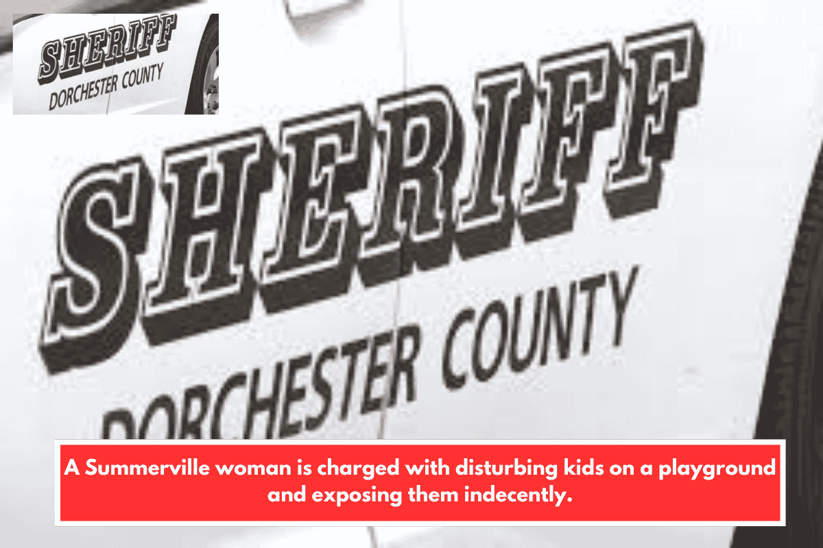 A Summerville woman is charged with disturbing kids on a playground and exposing them indecently.