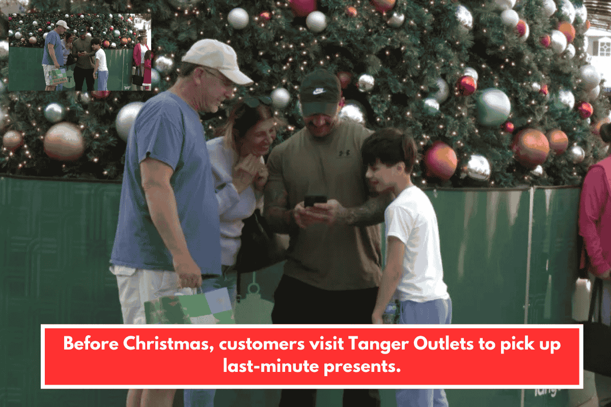 Before Christmas, customers visit Tanger Outlets to pick up last-minute presents.