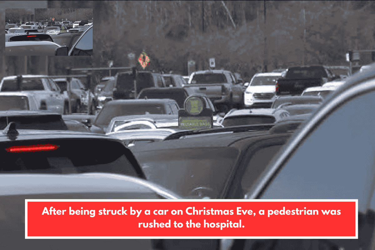After being struck by a car on Christmas Eve, a pedestrian was rushed to the hospital.