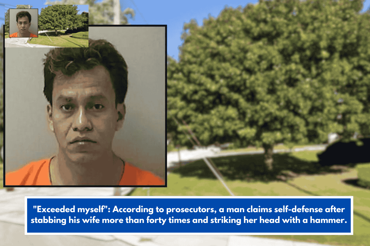 "Exceeded myself": According to prosecutors, a man claims self-defense after stabbing his wife more than forty times and striking her head with a hammer.
