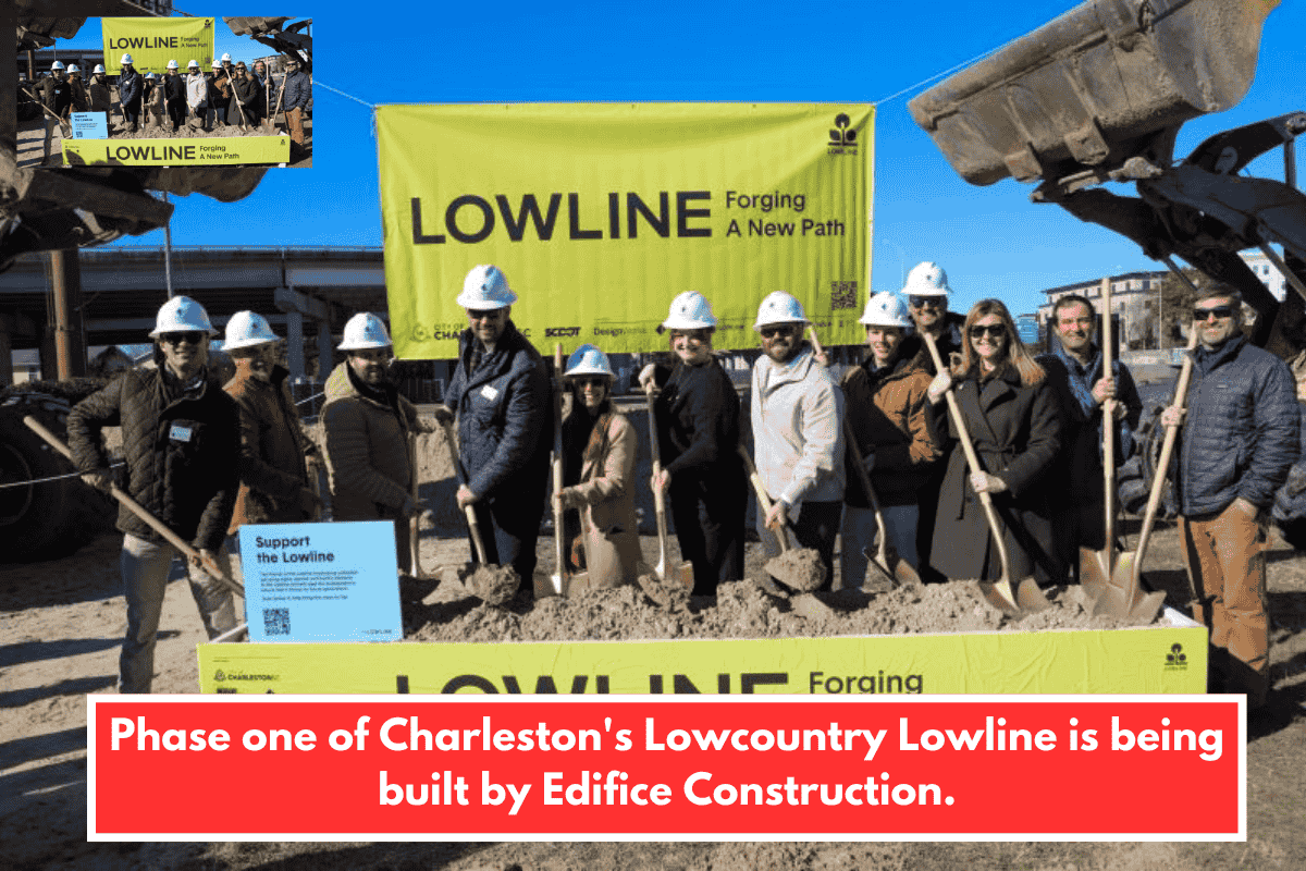 Phase one of Charleston's Lowcountry Lowline is being built by Edifice Construction.