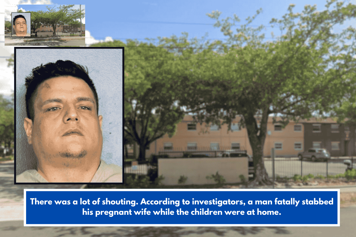 There was a lot of shouting. According to investigators, a man fatally stabbed his pregnant wife while the children were at home.