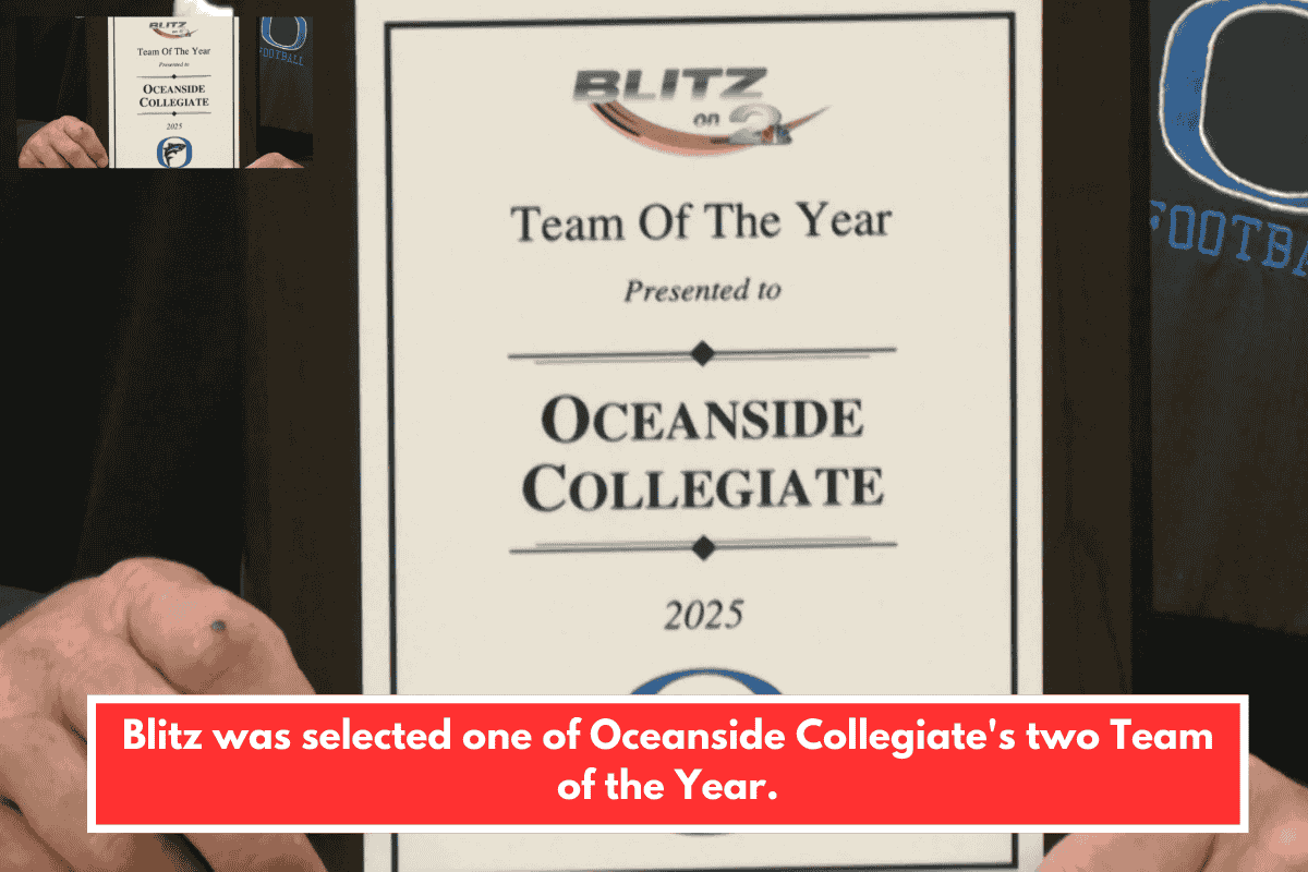 Blitz was selected one of Oceanside Collegiate's two Team of the Year.