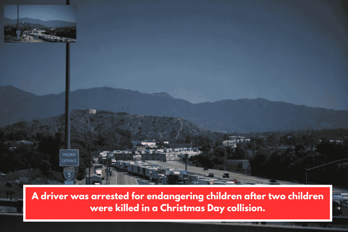 A driver was arrested for endangering children after two children were killed in a Christmas Day collision.