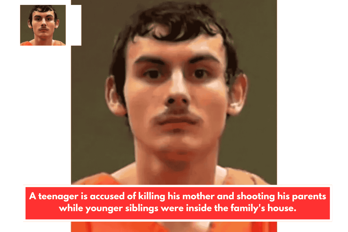 A teenager is accused of killing his mother and shooting his parents while younger siblings were inside the family's house.