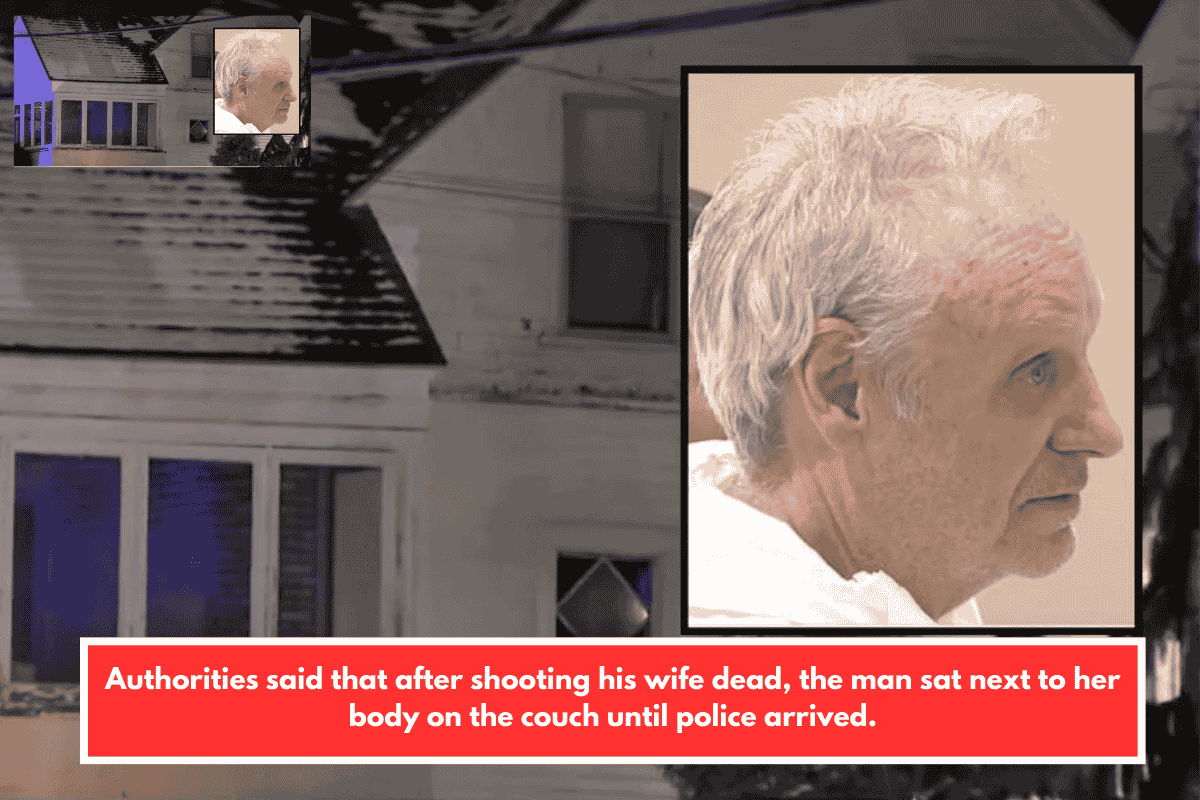 Authorities said that after shooting his wife dead, the man sat next to her body on the couch until police arrived.