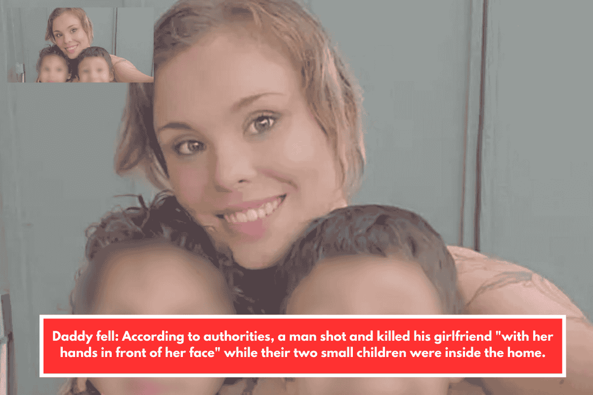Daddy fell: According to authorities, a man shot and killed his girlfriend "with her hands in front of her face" while their two small children were inside the home.
