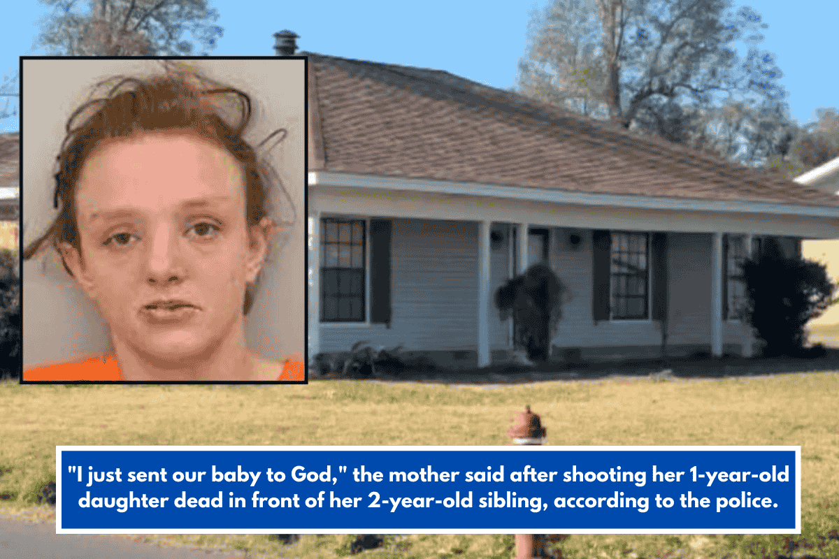 "I just sent our baby to God," the mother said after shooting her 1-year-old daughter dead in front of her 2-year-old sibling, according to the police.