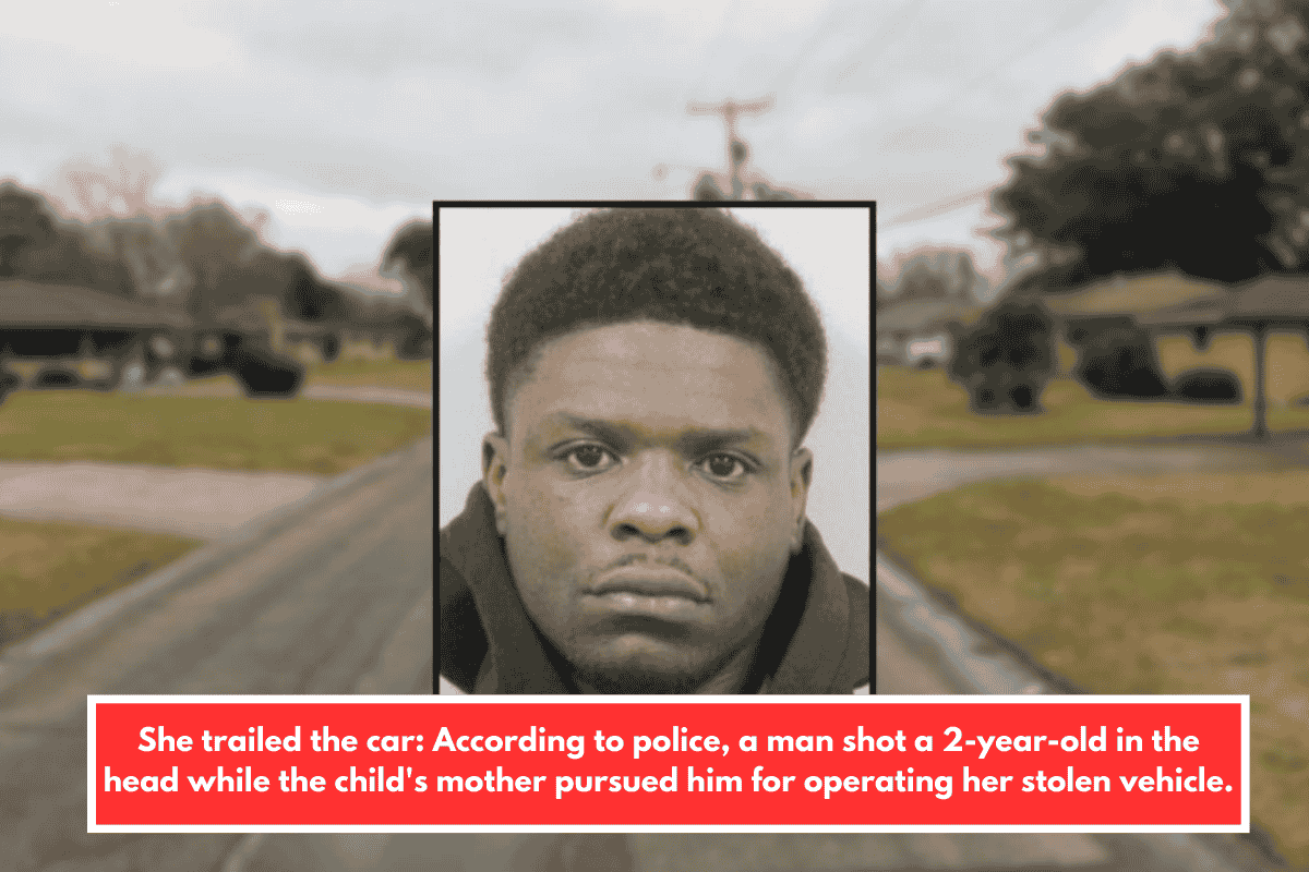 She trailed the car: According to police, a man shot a 2-year-old in the head while the child's mother pursued him for operating her stolen vehicle.
