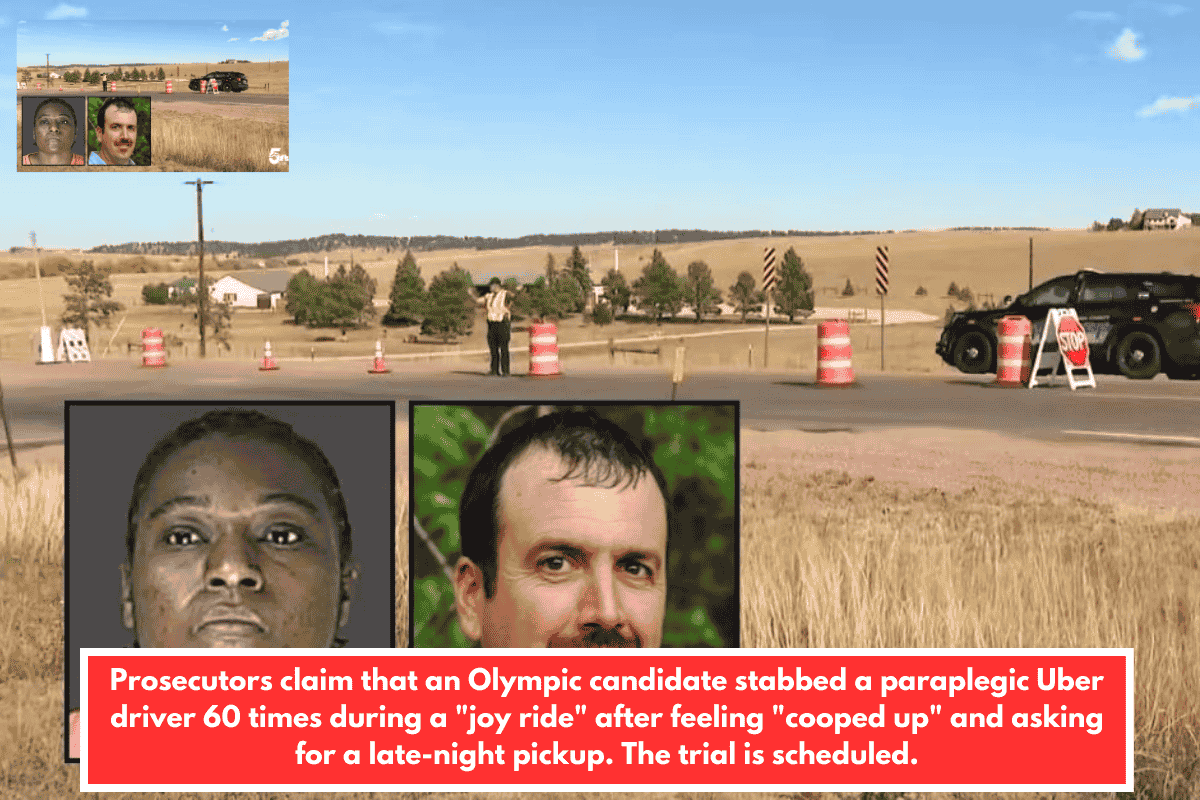Prosecutors claim that an Olympic candidate stabbed a paraplegic Uber driver 60 times during a "joy ride" after feeling "cooped up" and asking for a late-night pickup. The trial is scheduled.