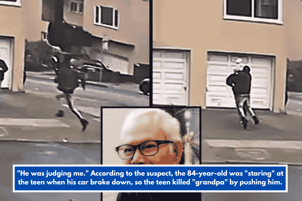 "He was judging me." According to the suspect, the 84-year-old was "staring" at the teen when his car broke down, so the teen killed "grandpa" by pushing him.