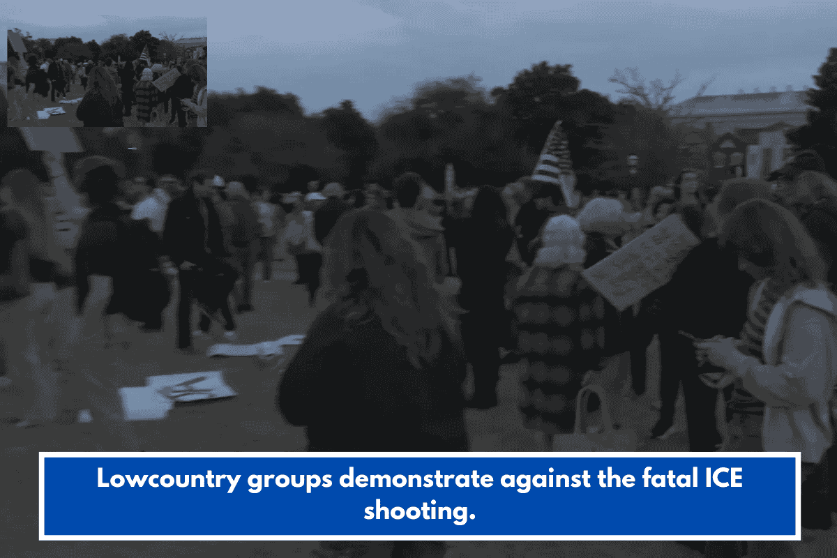 Lowcountry groups demonstrate against the fatal ICE shooting.