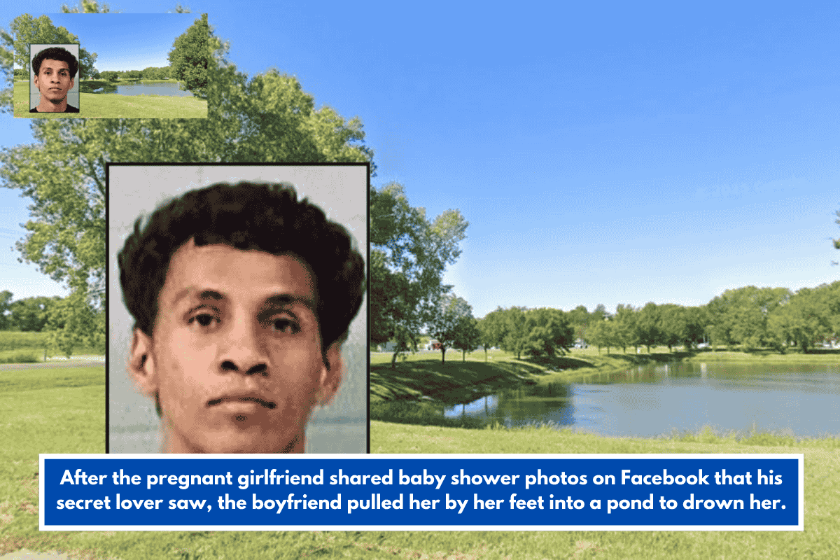 After the pregnant girlfriend shared baby shower photos on Facebook that his secret lover saw, the boyfriend pulled her by her feet into a pond to drown her.