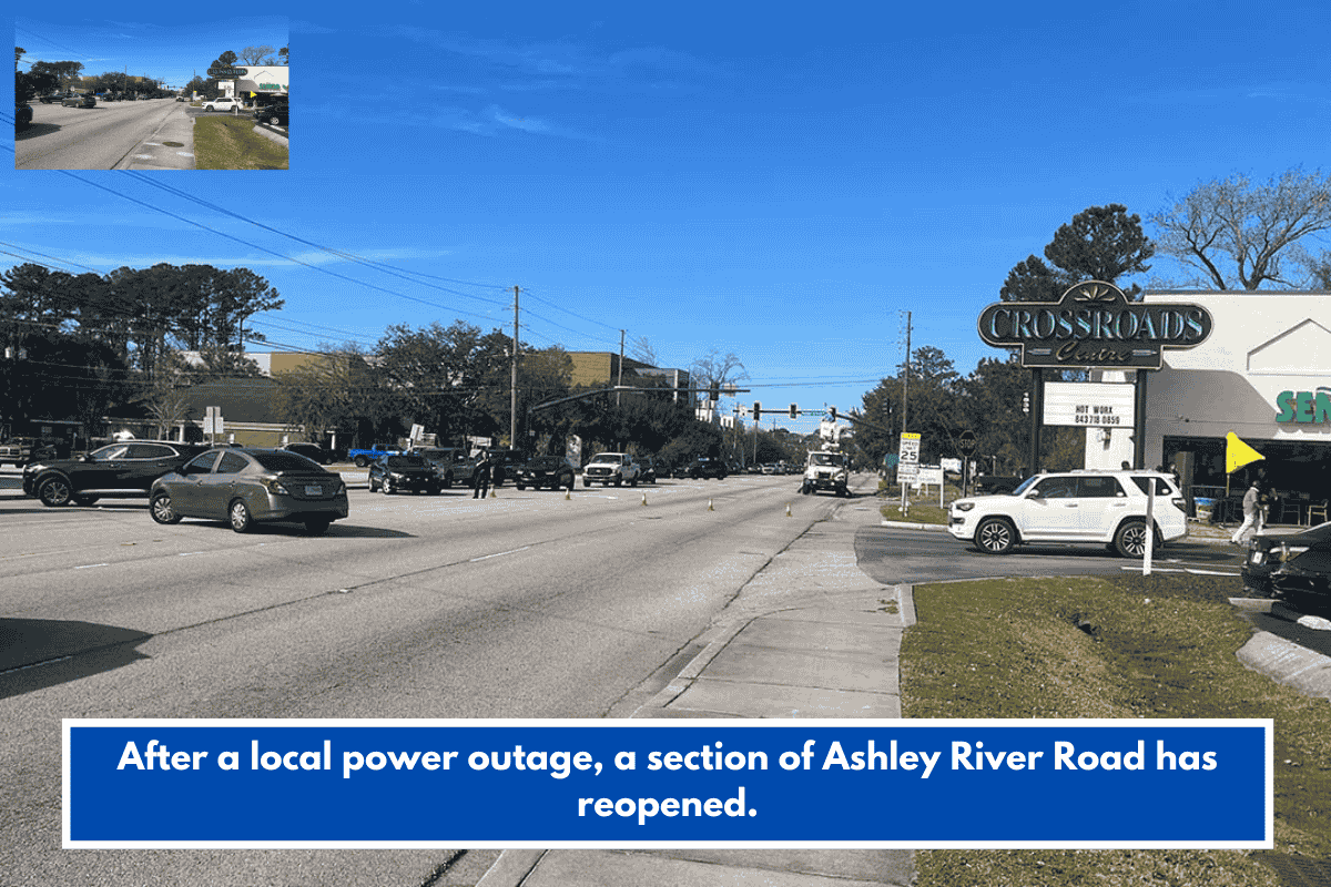 After a local power outage, a section of Ashley River Road has reopened.
