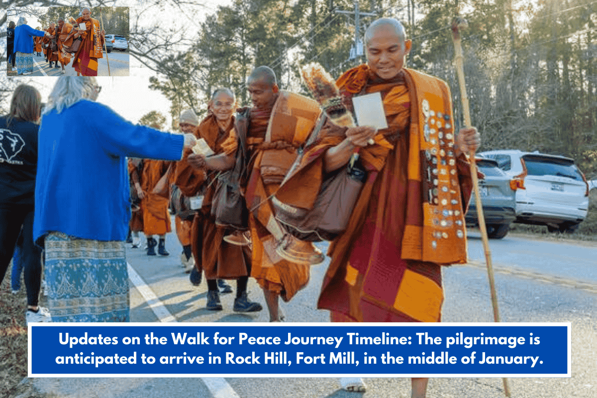 Updates on the Walk for Peace Journey Timeline: The pilgrimage is anticipated to arrive in Rock Hill, Fort Mill, in the middle of January.