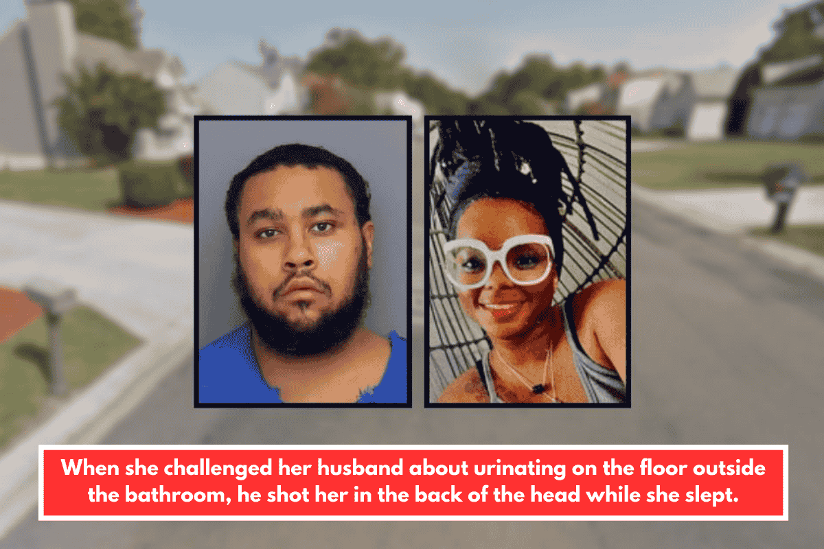 When she challenged her husband about urinating on the floor outside the bathroom, he shot her in the back of the head while she slept.