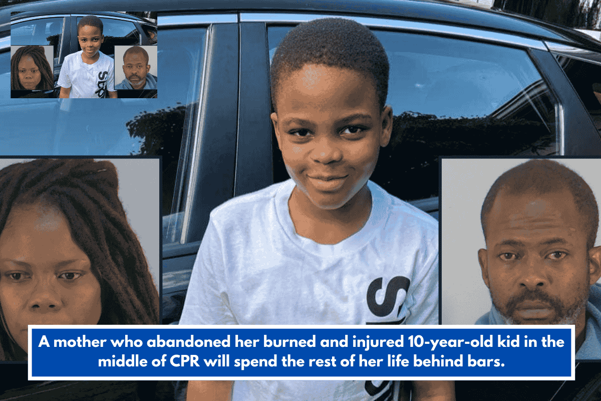 A mother who abandoned her burned and injured 10-year-old kid in the middle of CPR will spend the rest of her life behind bars.